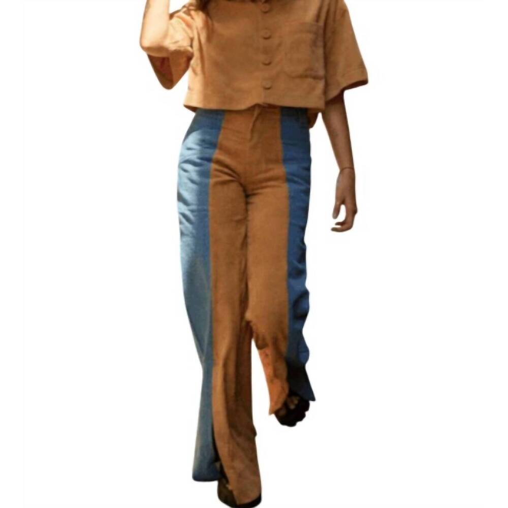 NEW DUMA corduroy wide leg pants in orange/blue
